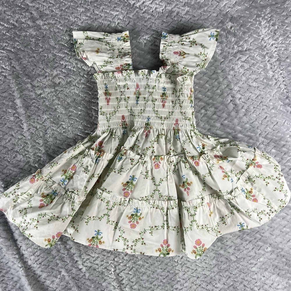 Hill House Home Tiny Ellie Nap Dress Pastel Trellis Baby 6-12M Bloomer Set